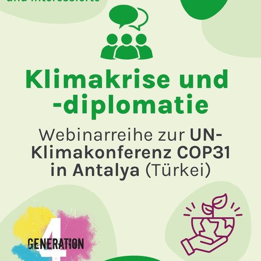 Sharepic Klimakrise und -diplomatie Webinarreihe